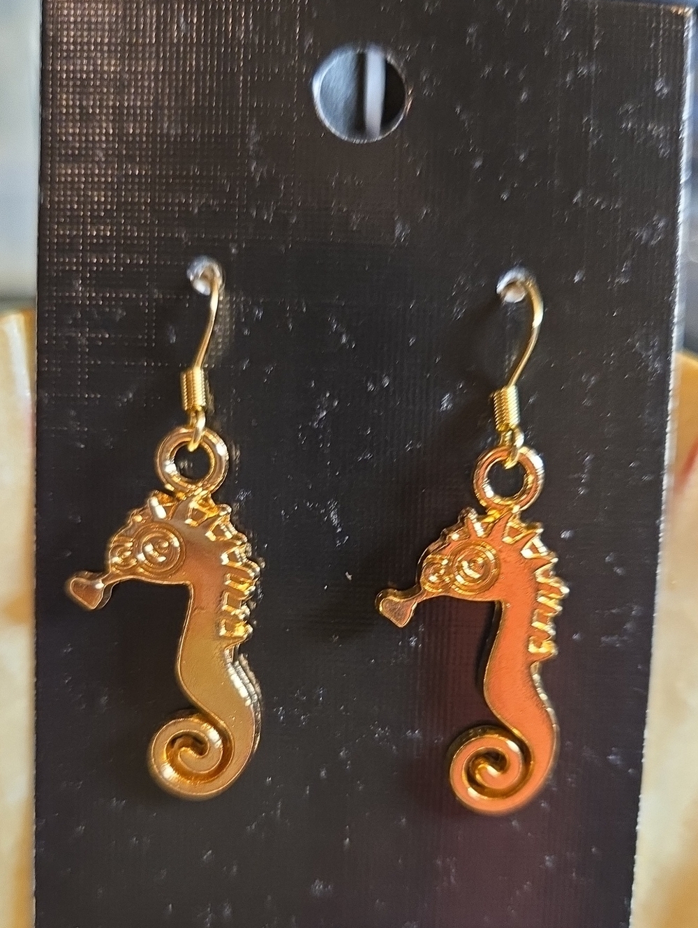 Gold Seahorse Drop Earrings - Unbranded